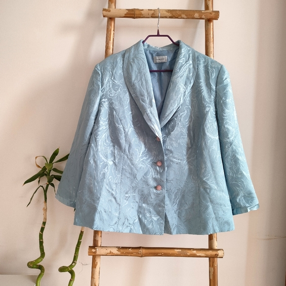 Light Blue Brocade Blazer - Picture 5 of 14